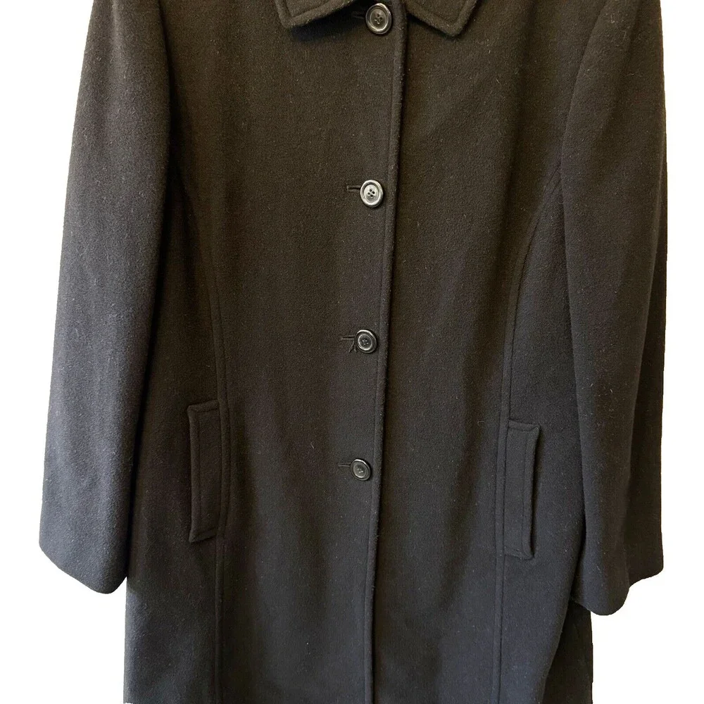 Fleet Street Coat Women’s Size Large Button Front Long‎ Collared Black